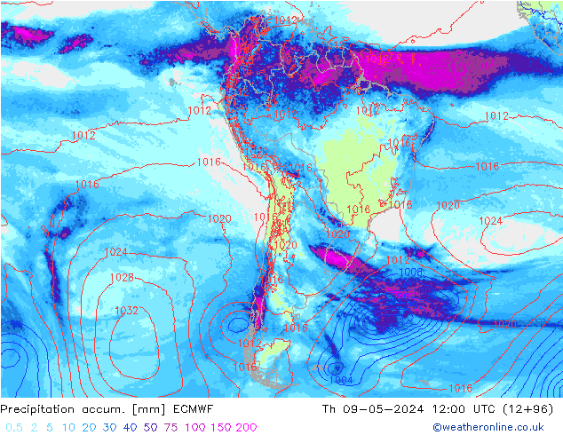 Precipitación acum. ECMWF jue 09.05.2024 12 UTC