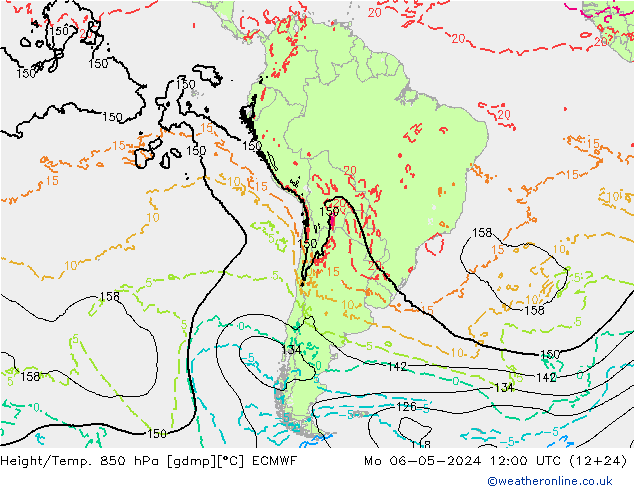 Z500/Rain (+SLP)/Z850 ECMWF Mo 06.05.2024 12 UTC