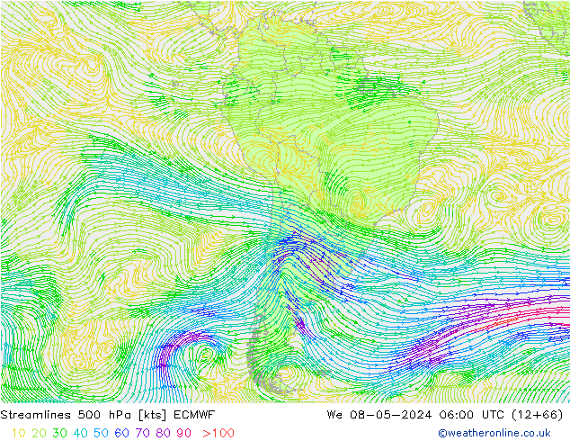 Streamlines 500 hPa ECMWF We 08.05.2024 06 UTC