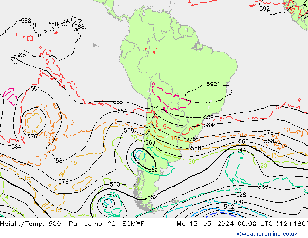 Z500/Rain (+SLP)/Z850 ECMWF  13.05.2024 00 UTC