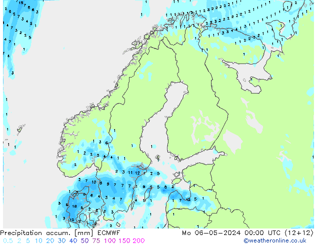 Precipitation accum. ECMWF Mo 06.05.2024 00 UTC