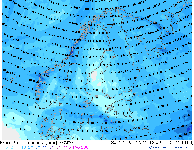 Precipitation accum. ECMWF Dom 12.05.2024 12 UTC