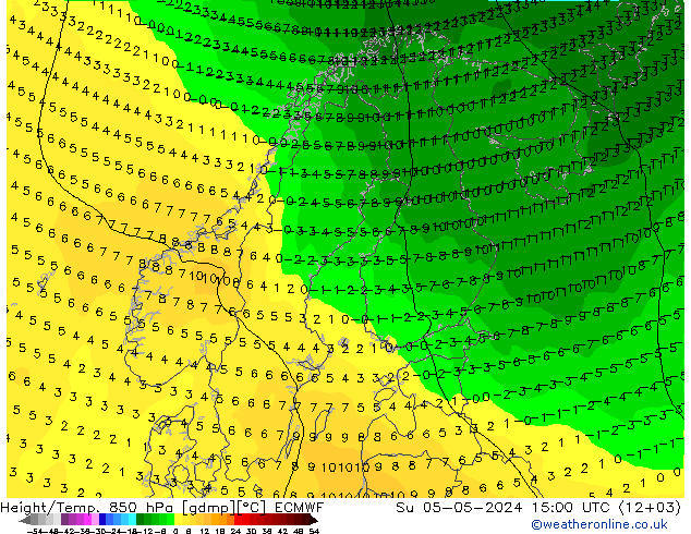 Height/Temp. 850 hPa ECMWF Su 05.05.2024 15 UTC