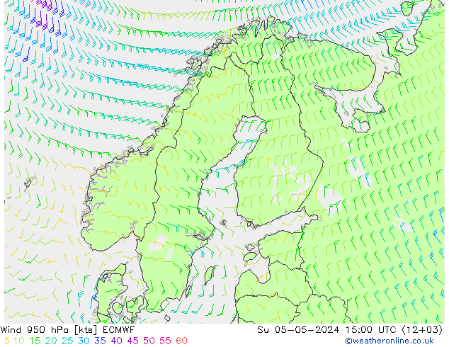 wiatr 950 hPa ECMWF nie. 05.05.2024 15 UTC