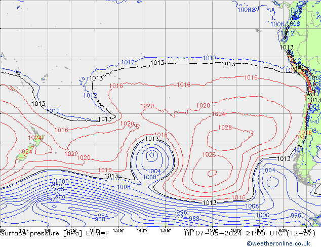 Luchtdruk (Grond) ECMWF di 07.05.2024 21 UTC