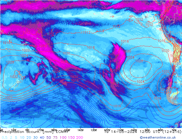 Toplam Yağış ECMWF Sa 14.05.2024 12 UTC