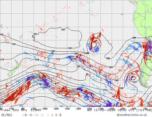 T-Adv. 500 hPa ECMWF lun 13.05.2024 18 UTC