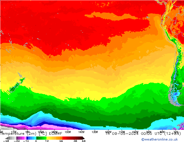 Temperaturkarte (2m) ECMWF Do 09.05.2024 00 UTC