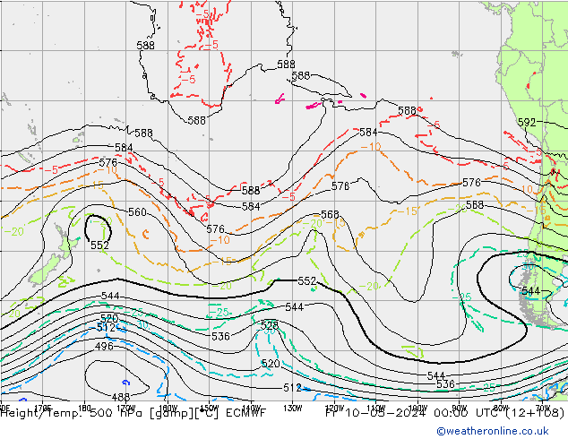 Z500/Rain (+SLP)/Z850 ECMWF Pá 10.05.2024 00 UTC