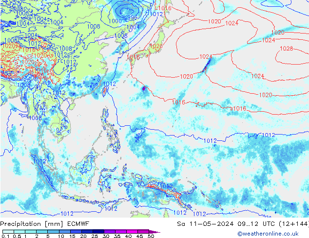 Precipitation ECMWF Sa 11.05.2024 12 UTC