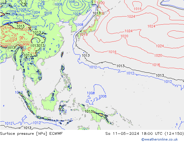 pressão do solo ECMWF Sáb 11.05.2024 18 UTC