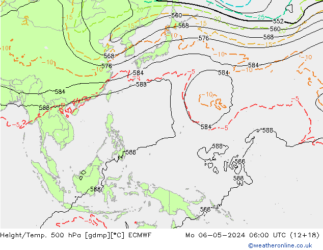 Z500/Rain (+SLP)/Z850 ECMWF lun 06.05.2024 06 UTC