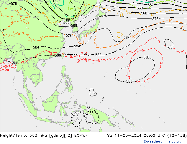 Z500/Rain (+SLP)/Z850 ECMWF Sa 11.05.2024 06 UTC