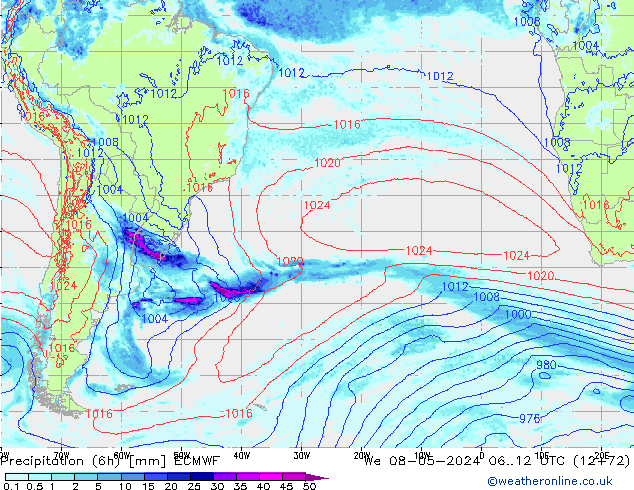 Z500/Rain (+SLP)/Z850 ECMWF ср 08.05.2024 12 UTC