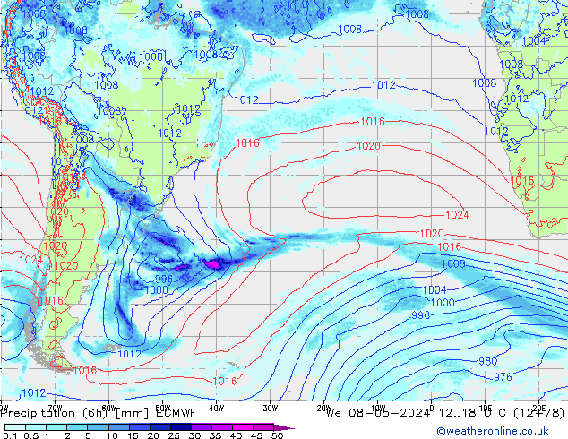 Z500/Rain (+SLP)/Z850 ECMWF We 08.05.2024 18 UTC