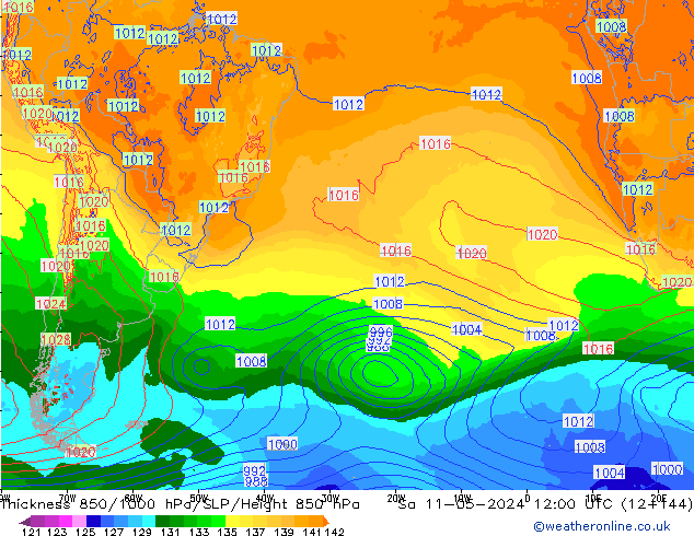 Thck 850-1000 hPa ECMWF Sa 11.05.2024 12 UTC