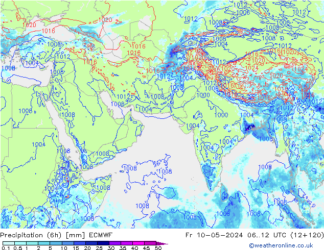 Precipitation (6h) ECMWF Fr 10.05.2024 12 UTC