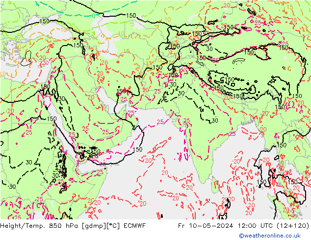 Z500/Rain (+SLP)/Z850 ECMWF ven 10.05.2024 12 UTC