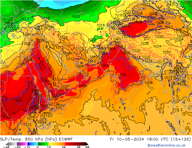 SLP/Temp. 850 hPa ECMWF Fr 10.05.2024 18 UTC