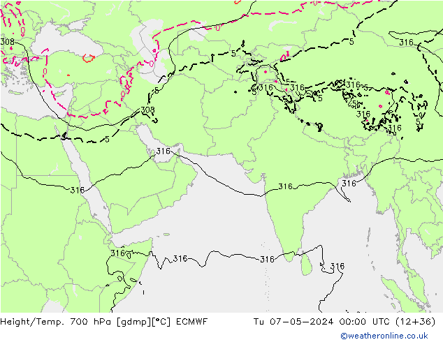Height/Temp. 700 hPa ECMWF mar 07.05.2024 00 UTC