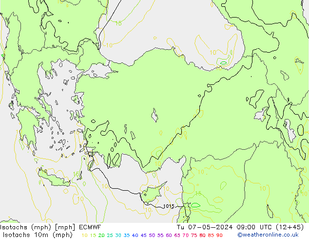 Isotaca (mph) ECMWF mar 07.05.2024 09 UTC