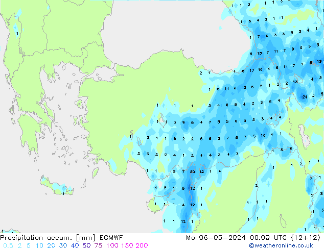 Precipitation accum. ECMWF  06.05.2024 00 UTC