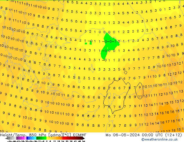 Z500/Rain (+SLP)/Z850 ECMWF Mo 06.05.2024 00 UTC