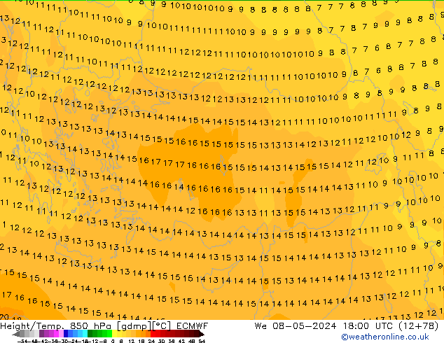 Z500/Rain (+SLP)/Z850 ECMWF śro. 08.05.2024 18 UTC