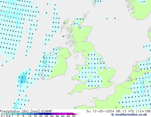 Z500/Yağmur (+YB)/Z850 ECMWF Paz 12.05.2024 12 UTC