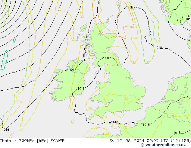 Theta-e 700hPa ECMWF Su 12.05.2024 00 UTC