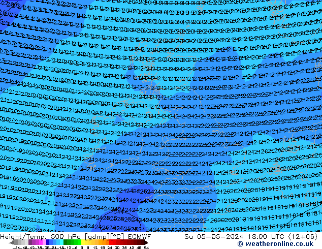 Z500/Rain (+SLP)/Z850 ECMWF nie. 05.05.2024 18 UTC