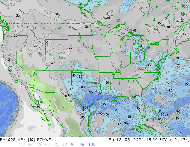 RH 925 hPa ECMWF Dom 12.05.2024 18 UTC