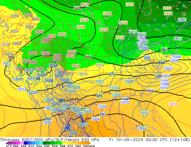 Dikte 500-1000hPa ECMWF vr 10.05.2024 00 UTC