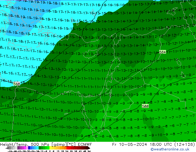 Z500/Regen(+SLP)/Z850 ECMWF vr 10.05.2024 18 UTC