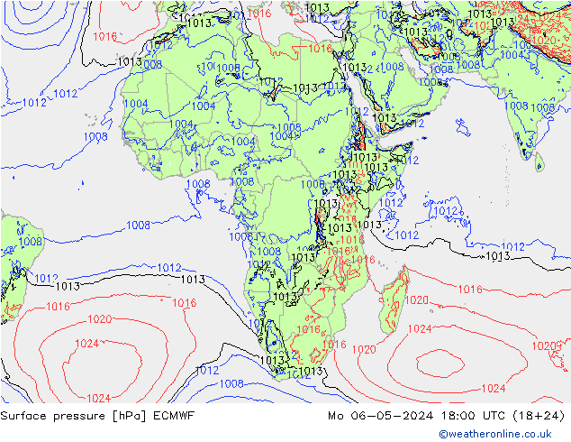 Luchtdruk (Grond) ECMWF ma 06.05.2024 18 UTC