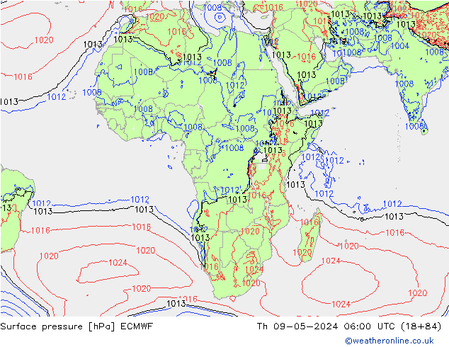 Surface pressure ECMWF Th 09.05.2024 06 UTC