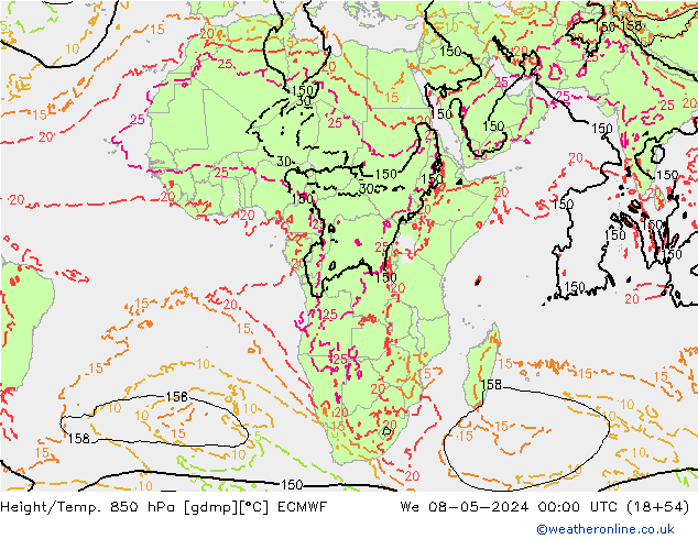 Z500/Rain (+SLP)/Z850 ECMWF We 08.05.2024 00 UTC