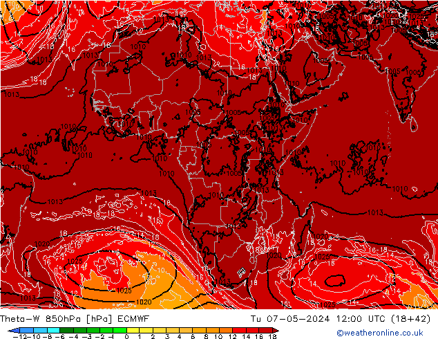 Theta-W 850hPa ECMWF mar 07.05.2024 12 UTC