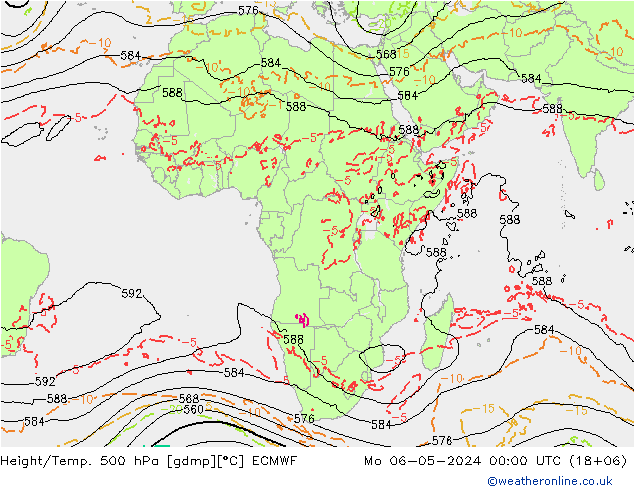 Z500/Yağmur (+YB)/Z850 ECMWF Pzt 06.05.2024 00 UTC