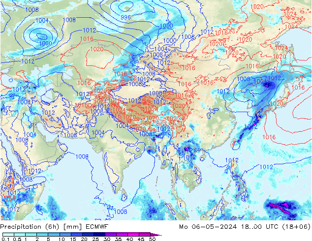 Z500/Rain (+SLP)/Z850 ECMWF Mo 06.05.2024 00 UTC