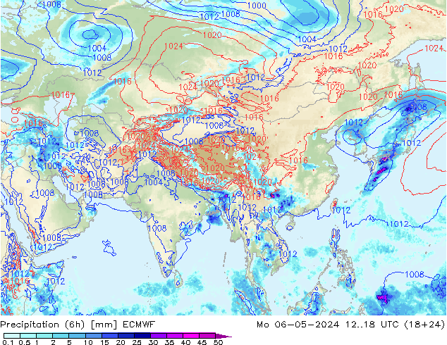 Z500/Rain (+SLP)/Z850 ECMWF Mo 06.05.2024 18 UTC