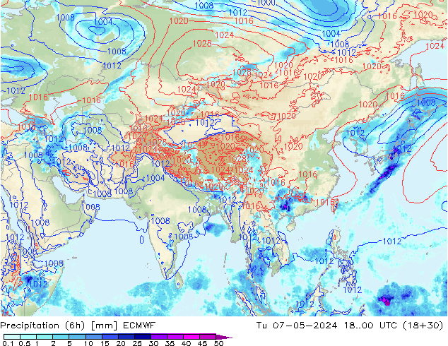 Z500/Rain (+SLP)/Z850 ECMWF Tu 07.05.2024 00 UTC