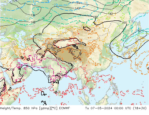 Z500/Rain (+SLP)/Z850 ECMWF Tu 07.05.2024 00 UTC