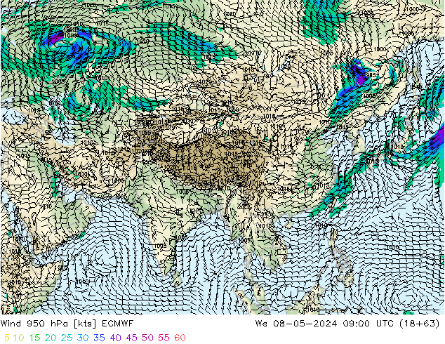 Wind 950 hPa ECMWF We 08.05.2024 09 UTC