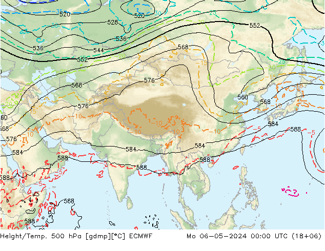 Z500/Rain (+SLP)/Z850 ECMWF Mo 06.05.2024 00 UTC