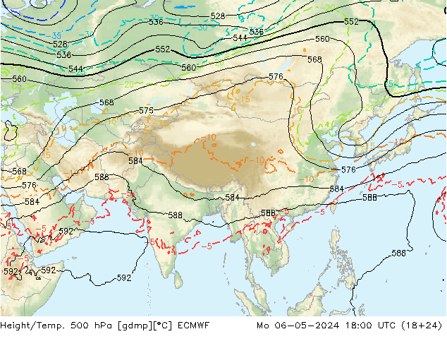 Z500/Rain (+SLP)/Z850 ECMWF Mo 06.05.2024 18 UTC