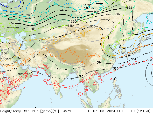 Z500/Rain (+SLP)/Z850 ECMWF Tu 07.05.2024 00 UTC