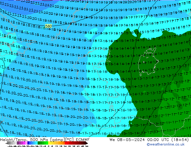 Z500/Rain (+SLP)/Z850 ECMWF We 08.05.2024 00 UTC