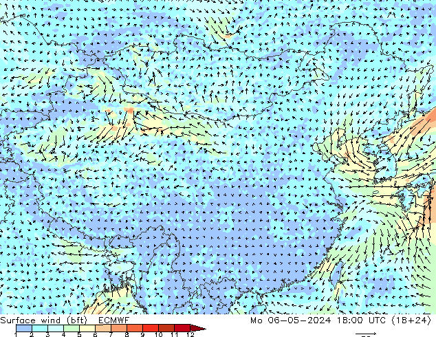 �N 10 米 (bft) ECMWF 星期一 06.05.2024 18 UTC