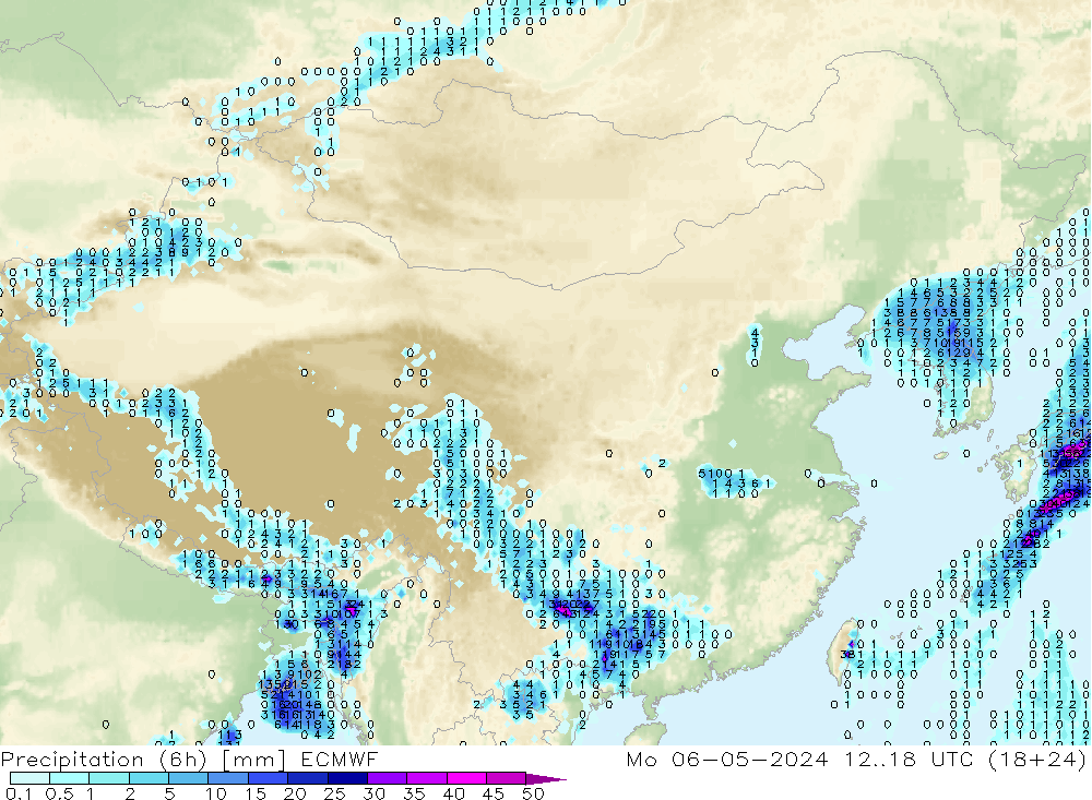 Z500/Rain (+SLP)/Z850 ECMWF 星期一 06.05.2024 18 UTC